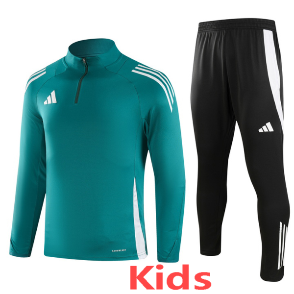 2024 Green Kids Half Pull Tracksuit