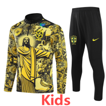 2024 Brazil Kids Half Pull Tracksuit