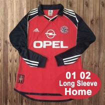 2001/02 Bayern Home red black Retro Long Sleeve Soccer jersey