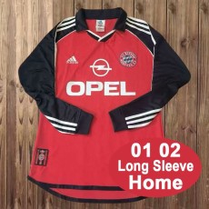 2001/02 Bayern Home red black Retro Long Sleeve Soccer jersey