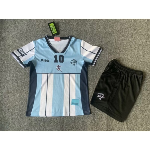 2001 Argentina Commemorative Edition Maradona Retro Kids Soccer jersey