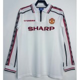 1998/99 Man Utd Retro White Retro Long Sleeve Soccer jersey