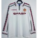 1998/99 Man Utd Retro White Retro Long Sleeve Soccer jersey