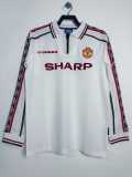 1998/99 Man Utd Retro White Retro Long Sleeve Soccer jersey