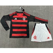 2025/26 Flamengo Home Fans Long Sleeve Kids Soccer jersey