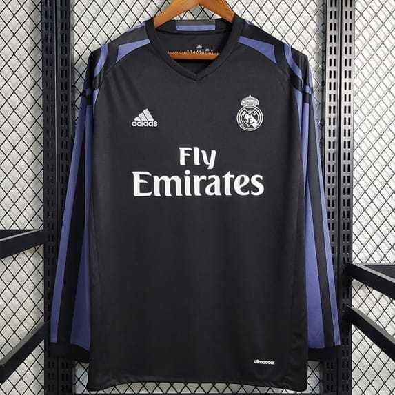 2016/17 R MAD 3RD Black Retro Long Sleeve Soccer jersey