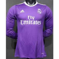 [PLAYER] 2016/17 R MAD Away Purple Retro Long Sleeve Soccer jersey