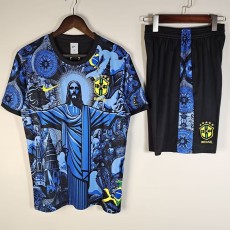 2025 Brazil Blue Training Shorts Suit