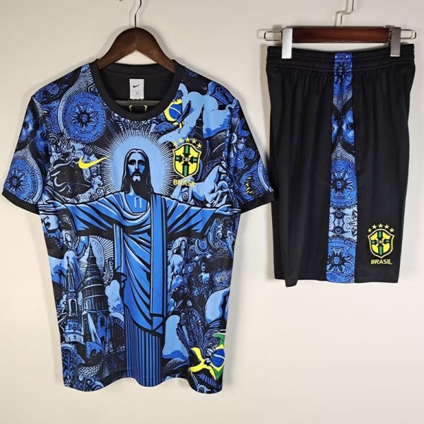 2025 Brazil Blue Training Shorts Suit