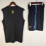 2025 Brazil Blue Tank Training Shorts Suit