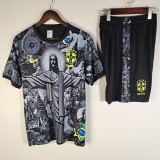 2025 Brazil Gray Training Shorts Suit