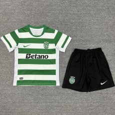 2025/26 Sporting CP Home Fans Kids Soccer jersey