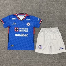 2025/26 Cruz Azul Home Fans Kids Soccer jersey