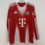 2025/26 Bayern Home Red Fans Long Sleeve Soccer jersey