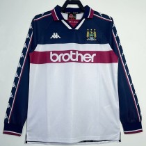 1997/98 Man City Away White Retro Long Sleeve Soccer jersey