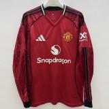 2025/26 Man Utd Home Red Fans Long Sleeve Soccer jersey