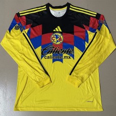 2025/26 Club America Home Yellow Fans Long Sleeve Soccer jersey