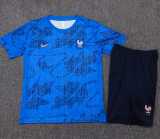 2025 France Blue Training Shorts Suit