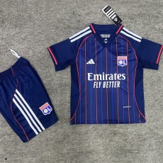 2025/26 Lyon Away Dark Blue Fans Kids Soccer jersey