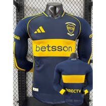 [PLAYER] 2025/26 Boca Juniors Home Print Sponsor Dark Blue Player Long Sleeve Soccer jersey