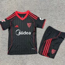 2025/26 Sevilla 3RD Black Fans Kids Soccer jersey