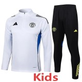 2025/26 Man Utd White Kids Half Pull Tracksuit