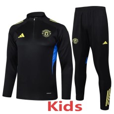 2025/26 Man Utd Black Kids Half Pull Tracksuit