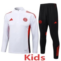 2025/26 Bayern White Kids Half Pull Tracksuit
