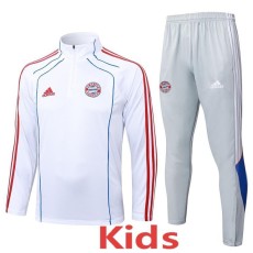 2025/26 Bayern White Kids Half Pull Tracksuit