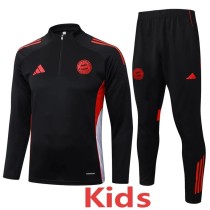 2025/26 Bayern Black Kids Half Pull Tracksuit