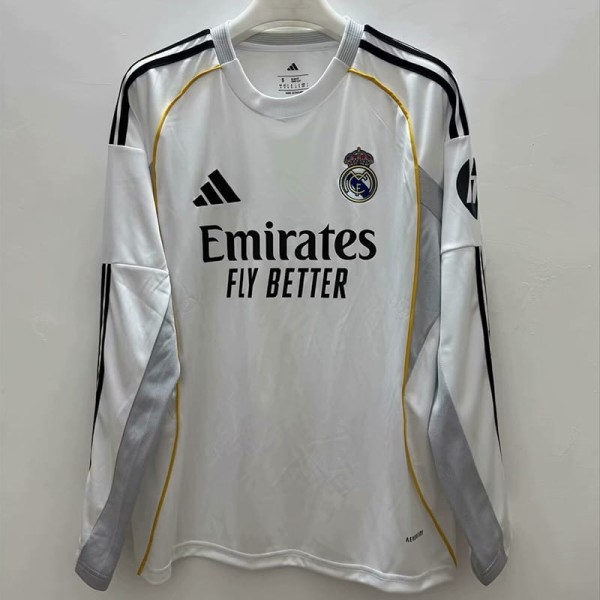 2025/26 R MAD Home White Fans Long Sleeve Soccer jersey