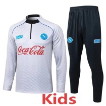 2025/26 Napoli White Kids Half Pull Tracksuit
