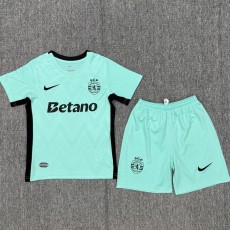 2025/26 Sporting Lisbon 3RD Aqua Fans Kids Soccer jersey
