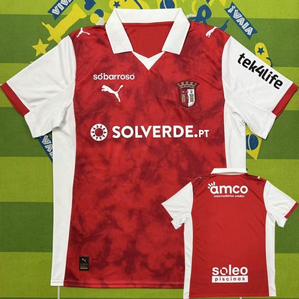 2025/26 SC Braga Home Red Fans Soccer jersey