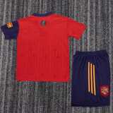 1996 Spain Home Red Retro Kids Soccer jersey
