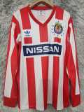 1990/91 Chivas Home Red Retro Long Sleeve Soccer jersey
