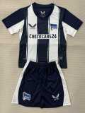 2025/26 Hertha BSC Home Dark Blue Fans Kids Soccer jersey