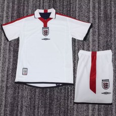 2004 England Home White Retro Kids Soccer jersey