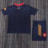 1996 Spain Away Black Retro Kids Soccer jersey