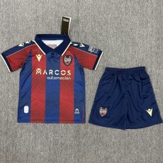 2025/26 Levante UD Home Crimson Fans Kids Soccer jersey