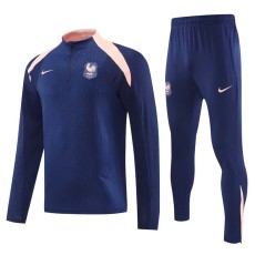 2025 France Dark Blue Half Pull Tracksuit
