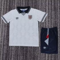 1990 England Home White Retro Kids Soccer jersey