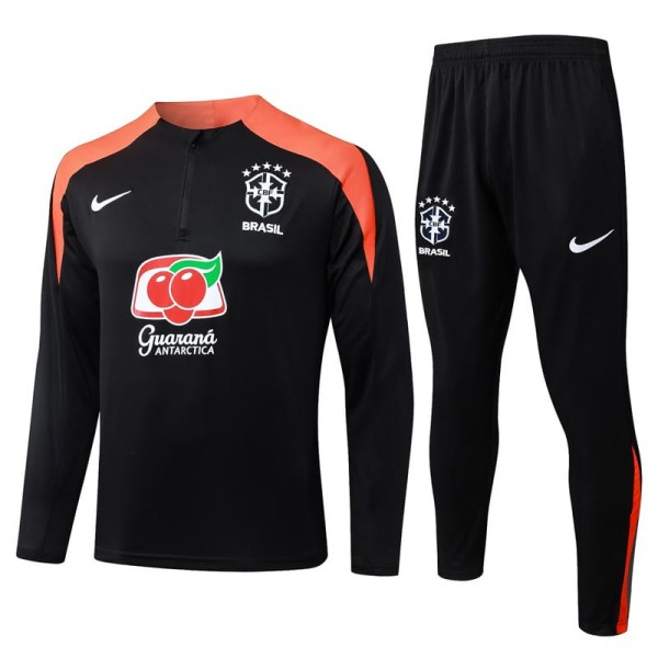 2025 Brazil Black Half Pull Tracksuit
