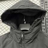 2025/26 Black Hooded Windbreaker Fabric Cotton Coat