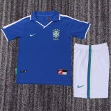 1997 Brazil Away Blue Retro Kids Soccer jersey