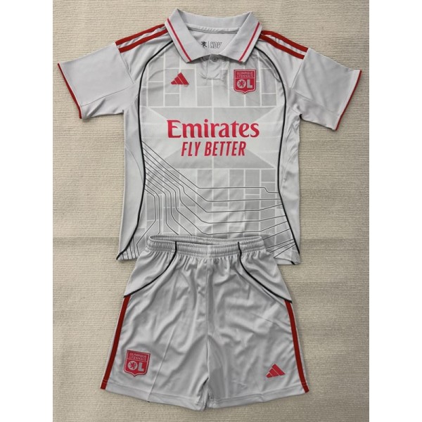 2025/26 Lyon 3RD Gray Fans Kids Soccer jersey