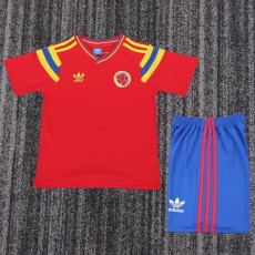 1990 Colombia Away Red Retro Kids Soccer jersey