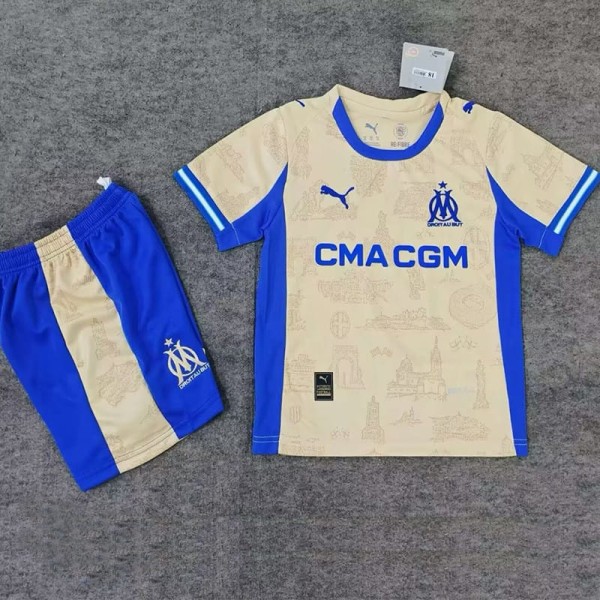 2025/26 Marseille 4RD Yellow Fans Kids Soccer jersey