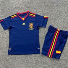 2010 Spain Away Dark Blue Retro Kids Soccer jersey