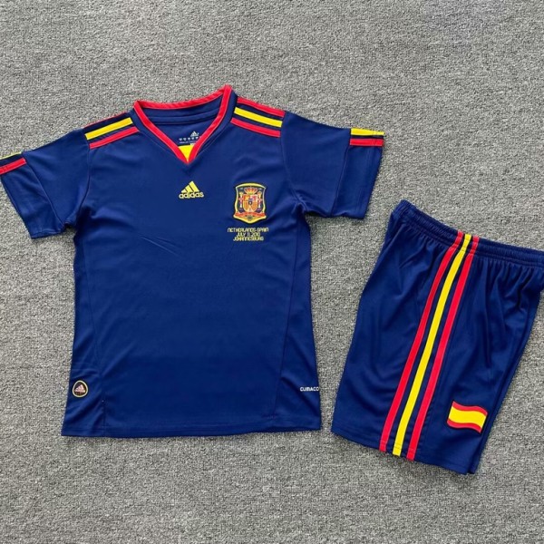2010 Spain Away Dark Blue Retro Kids Soccer jersey